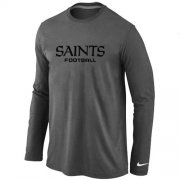 Wholesale Cheap Nike New Orleans Saints Authentic Font Long Sleeve T-Shirt Dark Grey