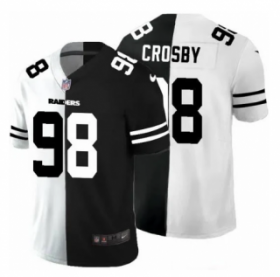 Wholesale Cheap Men\'s Las Vegas Raiders #98 Maxx Crosby Black White Split Vapor Limited Stitched Jersey