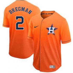 Wholesale Cheap Nike Astros #2 Alex Bregman Orange Fade Authentic Stitched MLB Jersey