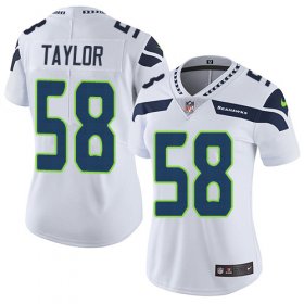 Wholesale Cheap Nike Seahawks #58 Darrell Taylor White Women\'s Stitched NFL Vapor Untouchable Limited Jersey