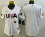 Cheap Women's USA Baseball Blank 2023 White World Baseball Classic Stitched Jersey