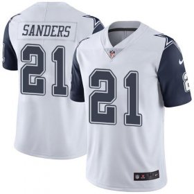 Wholesale Cheap Nike Cowboys #21 Deion Sanders White Men\'s Stitched NFL Limited Rush Jersey
