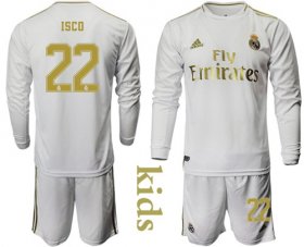 Wholesale Cheap Real Madrid #22 Isco Home Long Sleeves Kid Soccer Club Jersey