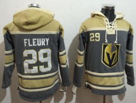Wholesale Cheap Golden Knights #29 Marc-Andre Fleury Grey Sawyer Hooded NHL Sweatshirt