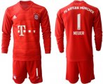 Wholesale Cheap Bayern Munchen #1 Neuer Home Long Sleeves Soccer Club Jersey