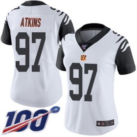 Wholesale Cheap Nike Bengals #97 Geno Atkins White Women\'s Stitched NFL Limited Rush 100th Season Jersey