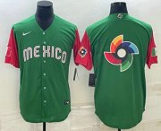 Cheap Men's Mexico Baseball 2023 Green World Big Logo With Patch Classic Stitched Jersey