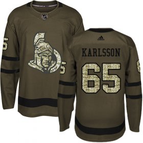 Wholesale Cheap Adidas Senators #65 Erik Karlsson Green Salute to Service Stitched Youth NHL Jersey