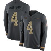 Wholesale Cheap Nike 49ers #4 Nick Mullens Anthracite Salute to Service Youth Stitched NFL Limited Therma Long Sleeve Jersey