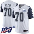 Wholesale Cheap Nike Cowboys #70 Zack Martin White Men's Stitched With Established In 1960 Patch NFL Limited Rush 100th Season Jersey