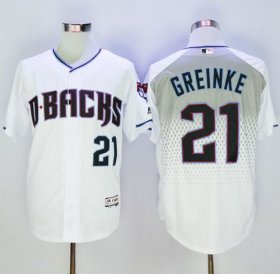 Wholesale Cheap Diamondbacks #21 Zack Greinke White/Capri New Cool Base Stitched MLB Jersey