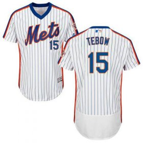 Wholesale Cheap Mets #15 Tim Tebow White(Blue Strip) Flexbase Authentic Collection Alternate Stitched MLB Jersey
