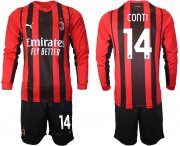 Wholesale Cheap Men 2021-2022 Club Ac Milan home red Long Sleeve 14 Soccer Jersey