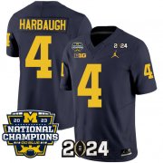 Cheap Men's Michigan Wolverines #4 Jim Harbaugh Navy 2024 F.U.S.E. With 2023 National Champions Patch Stitched Jersey