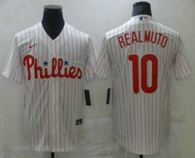 Wholesale Cheap Men\'s Philadelphia Phillies #10 J.T. Realmuto White Stitched MLB Cool Base Nike Jersey