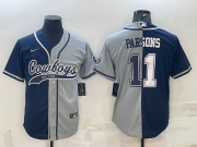 Wholesale Cheap Men's Dallas Cowboys #11 Micah Parsons Navy Blue Grey Two Tone With Patch Cool Base Stitched Baseball Jersey