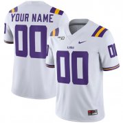 Men's LSU Tigers Custom White With 150th Patch Limited Stitched Jersey