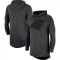 Wholesale Cheap Men's Carolina Panthers Nike Heathered Charcoal Fan Gear Tonal Slub Hooded Long Sleeve T-Shirt