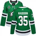 Cheap Adidas Stars #35 Anton Khudobin Green Home Authentic Women's 2020 Stanley Cup Final Stitched NHL Jersey