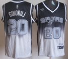 Wholesale Cheap San Antonio Spurs #20 Manu Ginobili Black/Gray Fadeaway Fashion Jersey