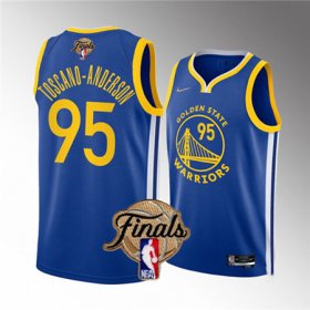 Wholesale Cheap Men\'s Golden State Warriors #95 Juan Toscano-Anderson 2022 Blue NBA Finals Stitched Jersey