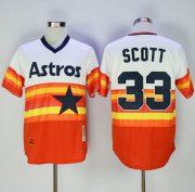 Wholesale Cheap Mitchell And Ness 1980 Astros #33 Mike Scott White/Orange Throwback Stitched MLB Jersey