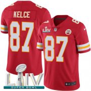 Wholesale Cheap Nike Chiefs #87 Travis Kelce Red Super Bowl LIV 2020 Team Color Men's Stitched NFL Vapor Untouchable Limited Jersey