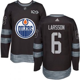 Wholesale Cheap Adidas Oilers #6 Adam Larsson Black 1917-2017 100th Anniversary Stitched NHL Jersey