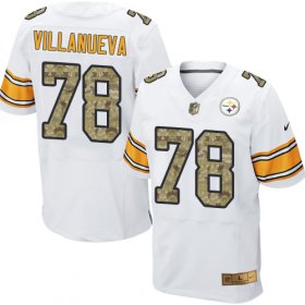 Wholesale Cheap Nike Steelers #78 Alejandro Villanueva White/Camo Men\'s Stitched NFL Elite Jersey