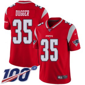 Wholesale Cheap Nike Patriots #35 Kyle Dugger Red Men\'s Stitched NFL Limited Inverted Legend 100th Season Jersey