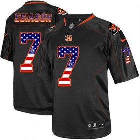 Wholesale Cheap Nike Bengals #7 Boomer Esiason Black Men\'s Stitched NFL Elite USA Flag Fashion Jersey