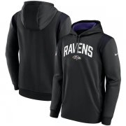 Wholesale Cheap Mens Baltimore Ravens Black Sideline Stack Performance Pullover Hoodie