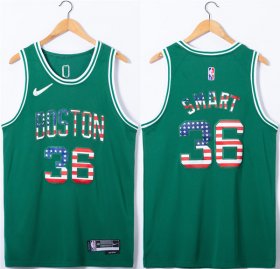 Wholesale Men\'s Boston Celtics #36 Marcus Smart USA Flag Green Stitched Jersey