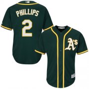 Wholesale Cheap Athletics #2 Tony Phillips Green Cool Base Stitched Youth MLB Jersey