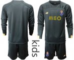 Wholesale Cheap Oporto Blank Black Goalkeeper Long Sleeves Kid Soccer Club Jersey