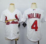 Wholesale Cheap Cardinals #4 Yadier Molina White Cool Base Stitched Youth MLB Jersey