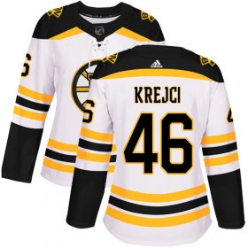 Wholesale Cheap Adidas Bruins #46 David Krejci White Road Authentic Women\'s Stitched NHL Jersey