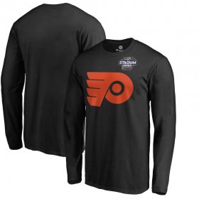 Wholesale Cheap Men\'s Philadelphia Flyers Black 2019 Stadium Series Primary Logo Long Sleeve T-Shirt