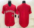 Cheap Men's Canada Baseball Blank 2023 Red World With Patch Classic Stitched Jersey