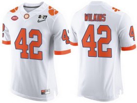 Wholesale Cheap Men\'s Clemson Tigers #42 Christian Wilkins White 2017 Championship Game Patch Stitched CFP Nike Limited Jersey