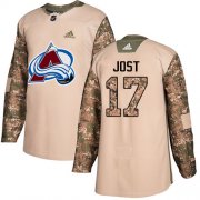 Wholesale Cheap Adidas Avalanche #17 Tyson Jost Camo Authentic 2017 Veterans Day Stitched NHL Jersey