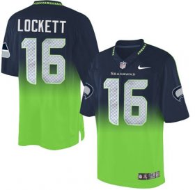 Wholesale Cheap Nike Seahawks #16 Tyler Lockett Steel Blue/Green Men\'s Stitched NFL Elite Fadeaway Fashion Jersey