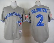 Wholesale Cheap Blue Jays #2 Troy Tulowitzki Grey Stitched MLB Jersey