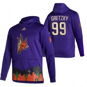 Wholesale Cheap Arizona Coyotes #99 Wayne Gretzky Adidas Reverse Retro Pullover Hoodie Purple