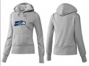 Wholesale Cheap Women's Seattle Seahawks Logo Pullover Hoodie Grey