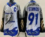 Cheap Men's Tampa Bay Lightning #91 Steven Stamkos White 2022 Reverse Retro Authentic Jersey