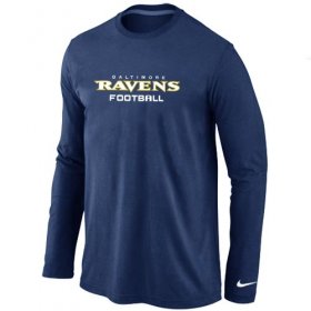 Wholesale Cheap Nike Baltimore Ravens Authentic Font Long Sleeve T-Shirt Dark Blue