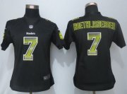 Wholesale Cheap Nike Steelers #7 Ben Roethlisberger Black Team Color Women's Stitched NFL Elite Strobe Jersey