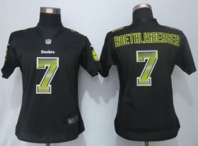 Wholesale Cheap Nike Steelers #7 Ben Roethlisberger Black Team Color Women\'s Stitched NFL Elite Strobe Jersey