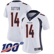 Wholesale Cheap Nike Broncos #14 Courtland Sutton White Women's Stitched NFL 100th Season Vapor Limited Jersey